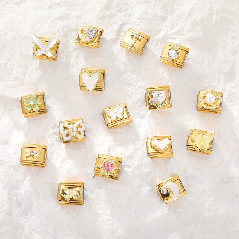 Gold Charms, Bows, Hearts and Butterflies
