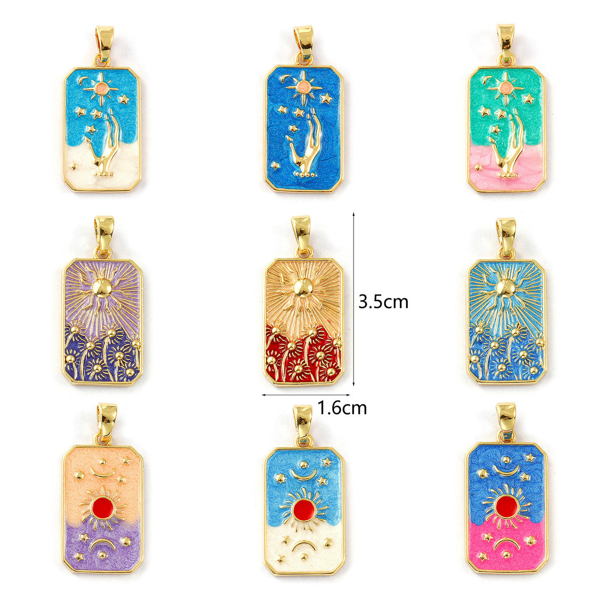 Enamel Tarot Pendants, Gold