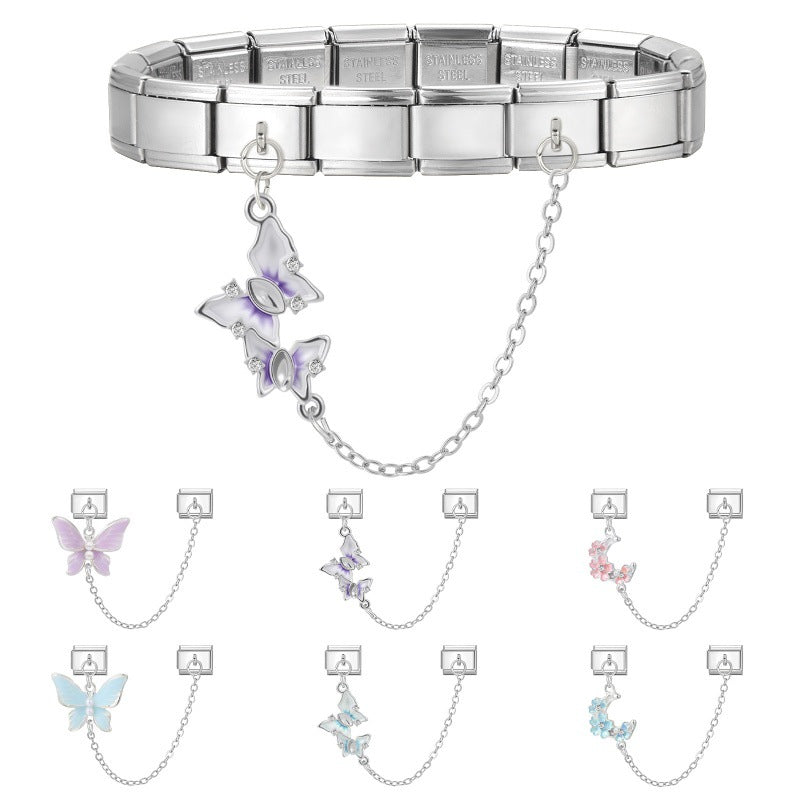 Silver Chain Link Charms, Butterflies
