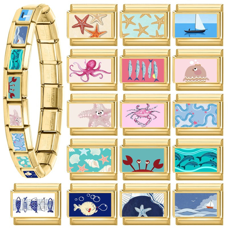 Gold Ocean Charms, Sea Life