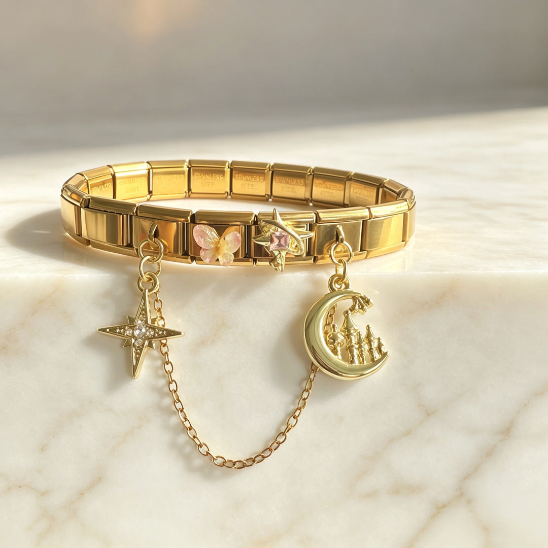 Cross-border fashionable Italian modular bracelet, hexagram butterfly elegant modular bracelet