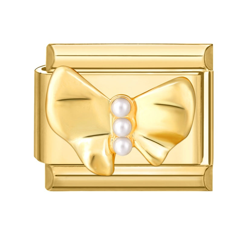 Gold Bow with Pearls