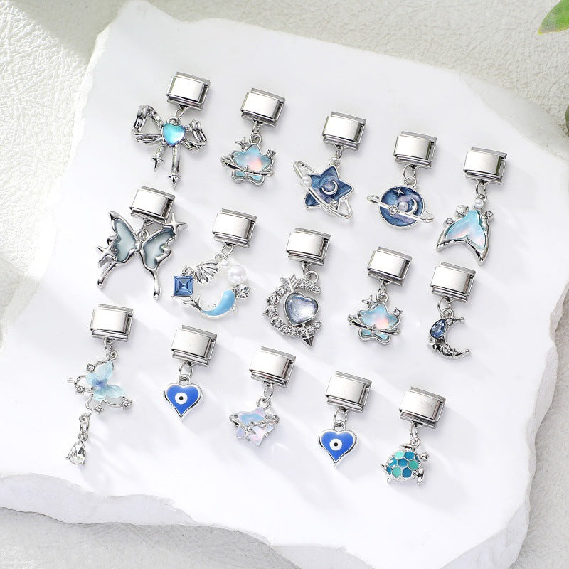 Silver Blue Dangle Charms