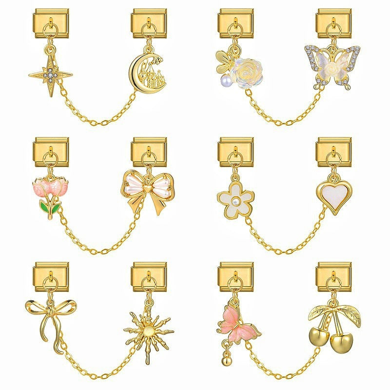 Gold Double Chain Charms