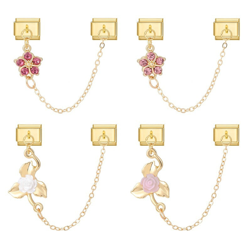 Double Link Flower Chain Charms