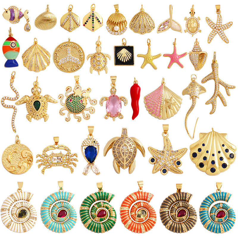 Sea Life Necklace Charms with Crystals