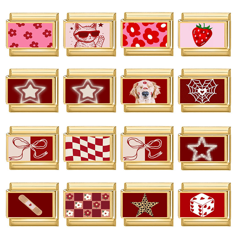 Red Enamel Print Charms