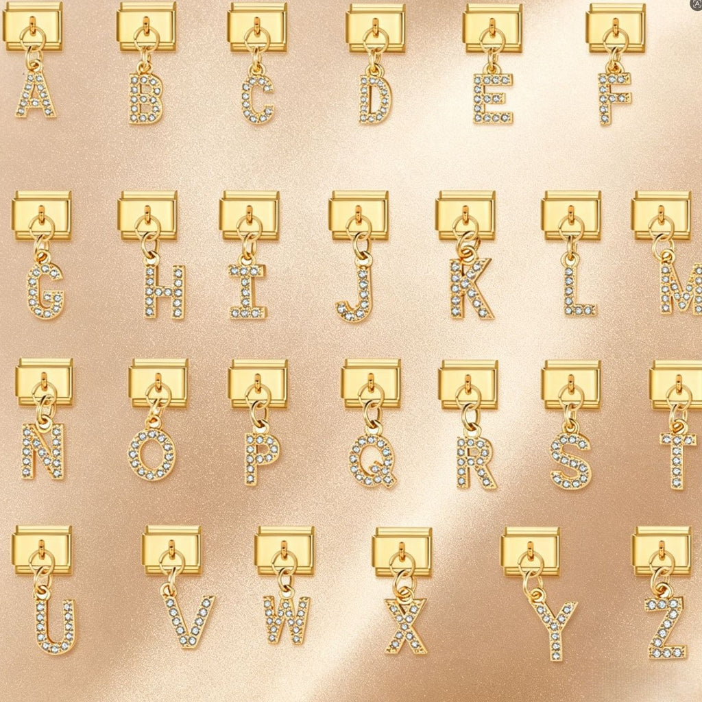 Gold Letter Dangle Charms A to Z