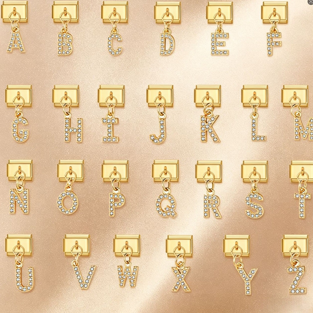Gold Letter Dangle Charms A to Z