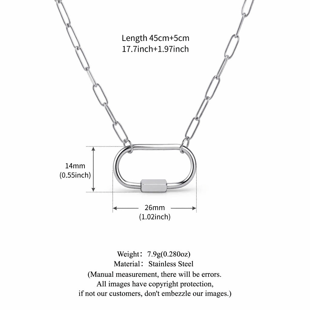 Silver Paperclip Chain Large Carabiner 45cm