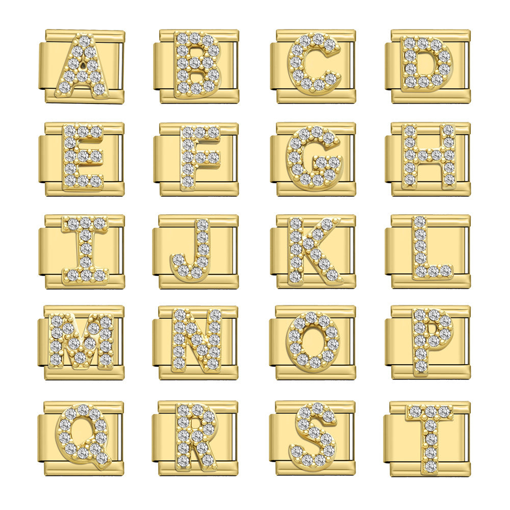 Gold Crystal Letter Charms
