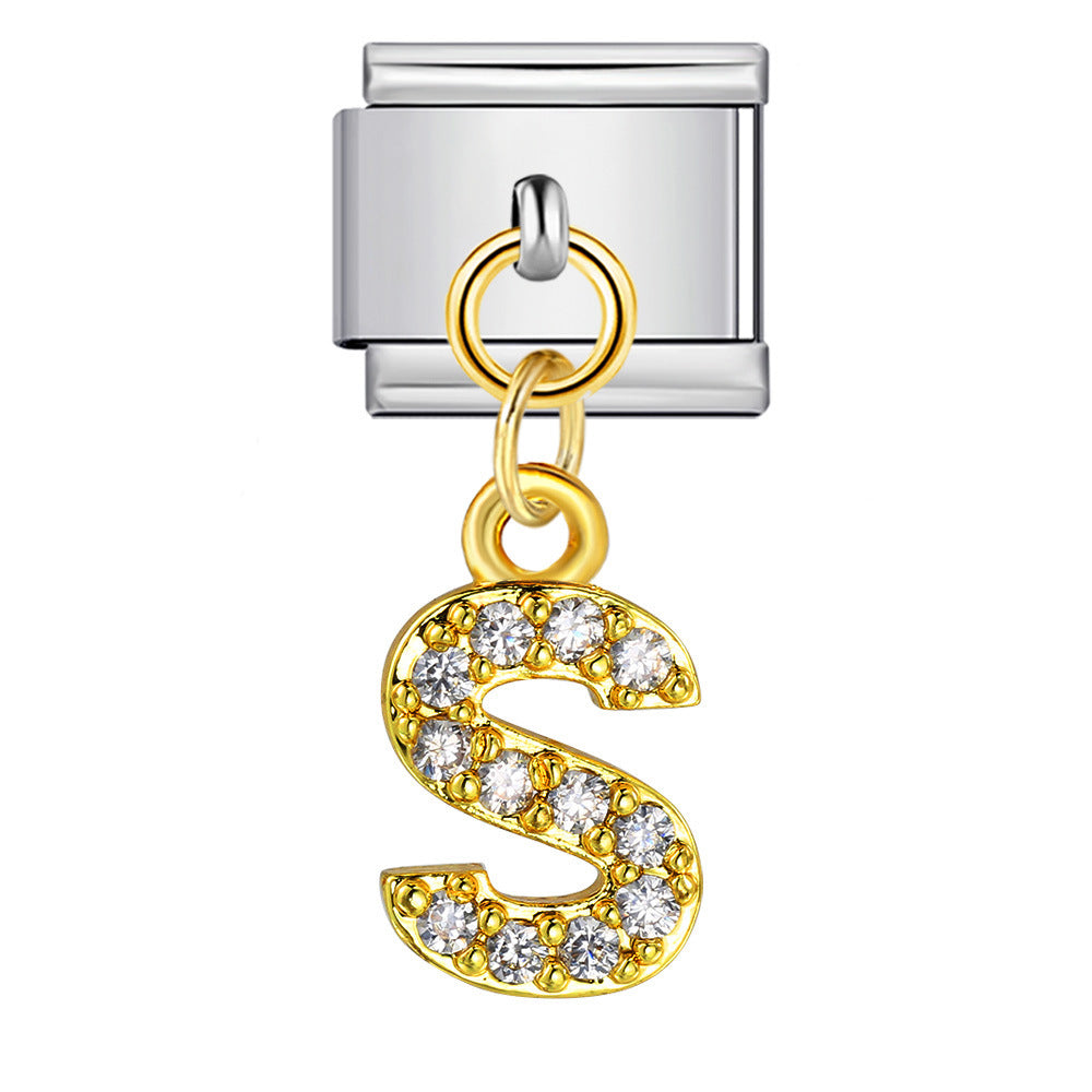 Initial Letter Charms with Crystals
