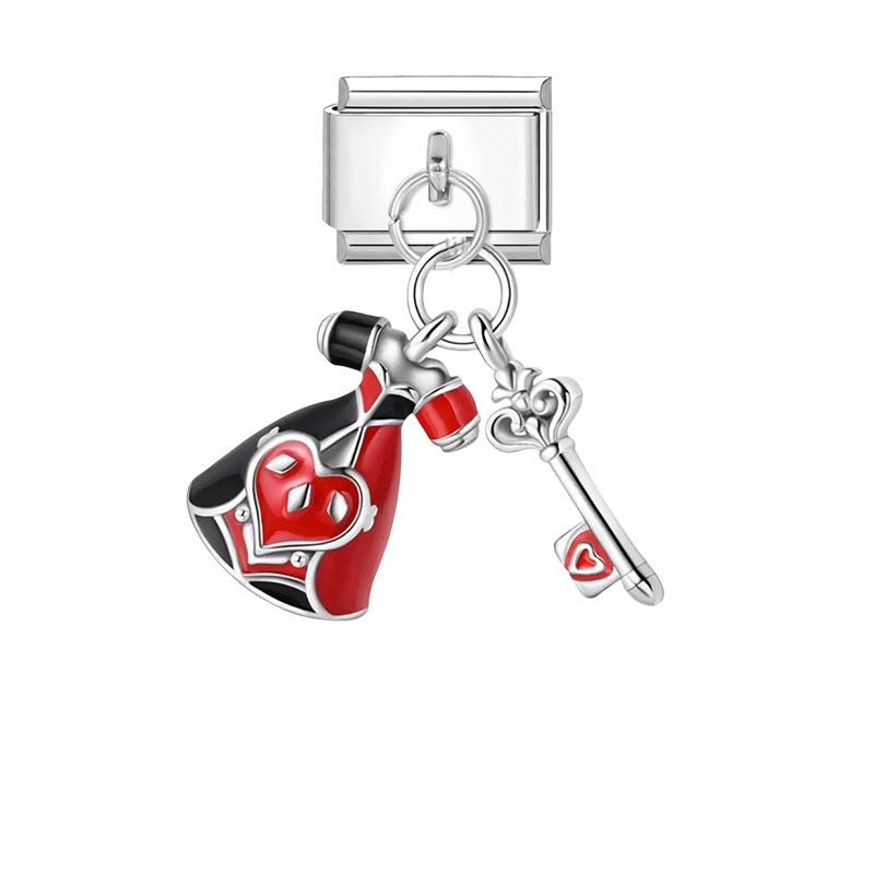 Silver Enamel Double Dangle Charms