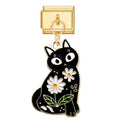 Black Cat with Flowers