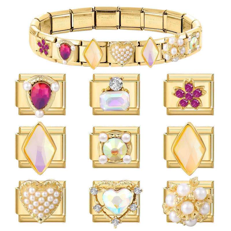 Gold Crystal and Pearl Charms