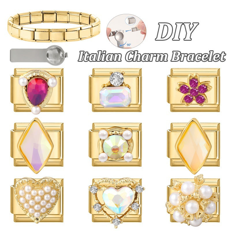 Gold Crystal and Pearl Charms
