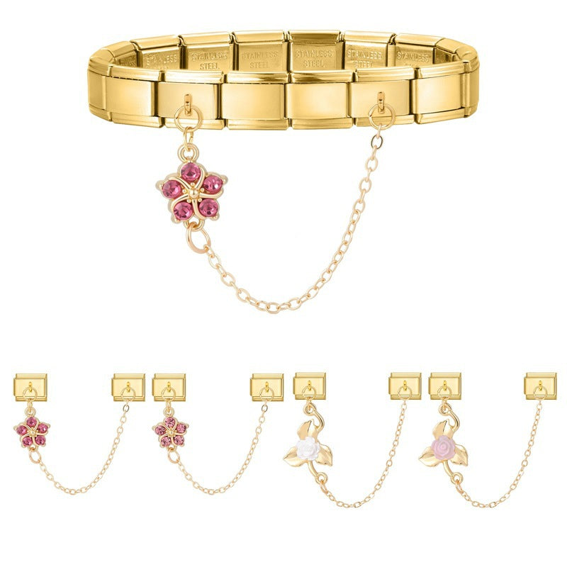 Double Link Flower Chain Charms