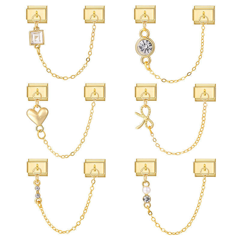 Gold Chain Charms, Two Links