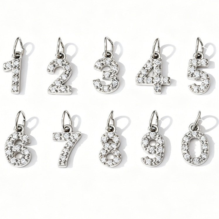 Zircon Letter and Number Necklace Charms