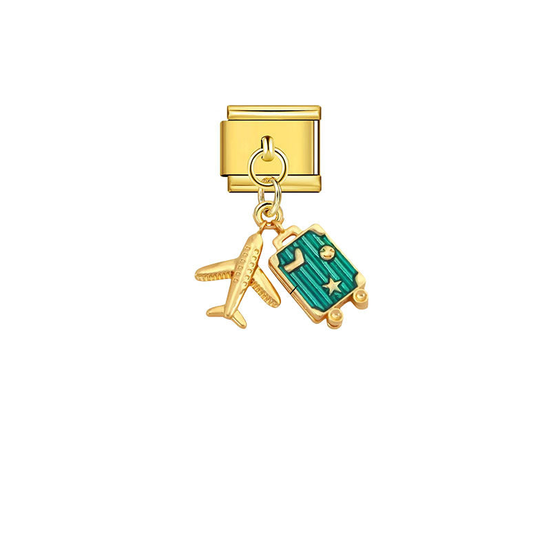Gold Enamel Dangle Charms, Mixed Designs