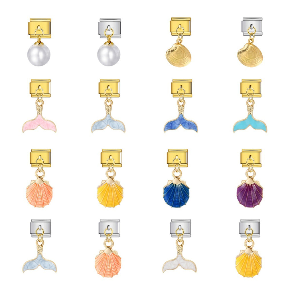 Gold Dangle Charms, Shells, Pearls and Mermaid Tails