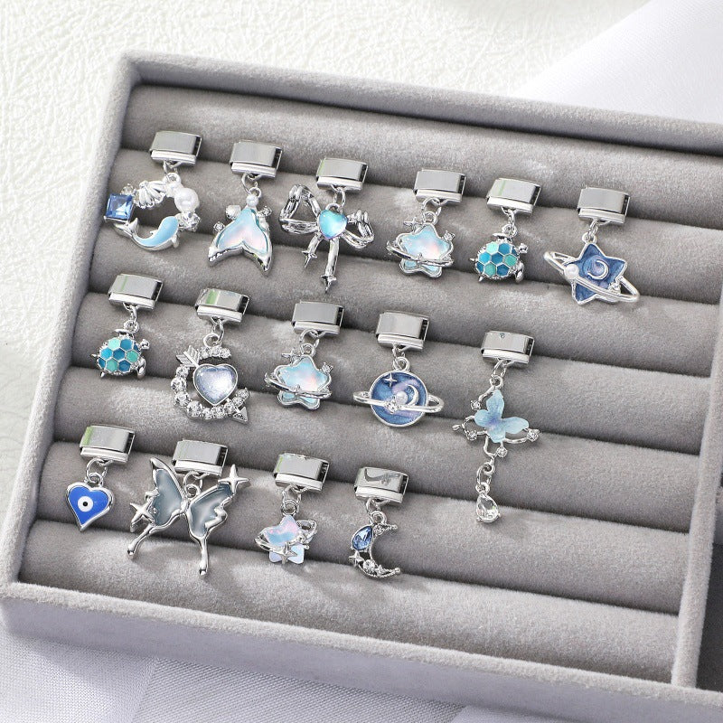 Silver Blue Dangle Charms