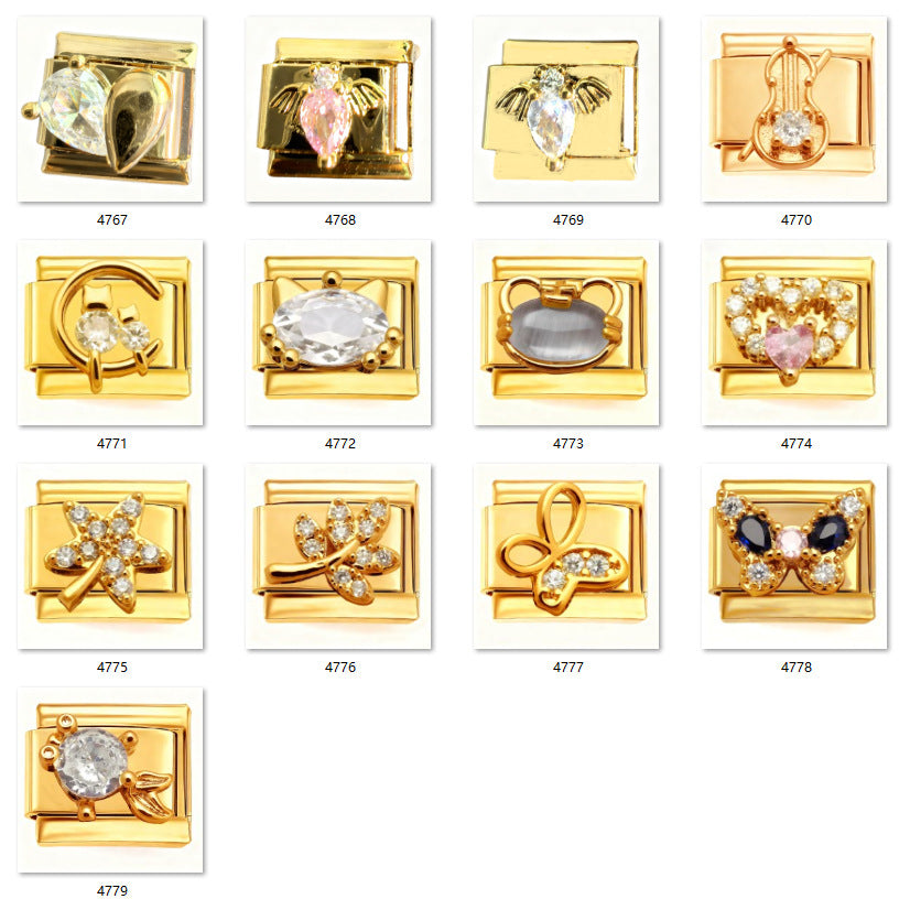 Gold Crystal Charms, Animals and Nature