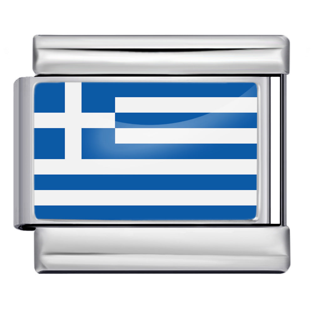 Greece Flag, Silver