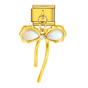 Pearl Opal Bow, Gold