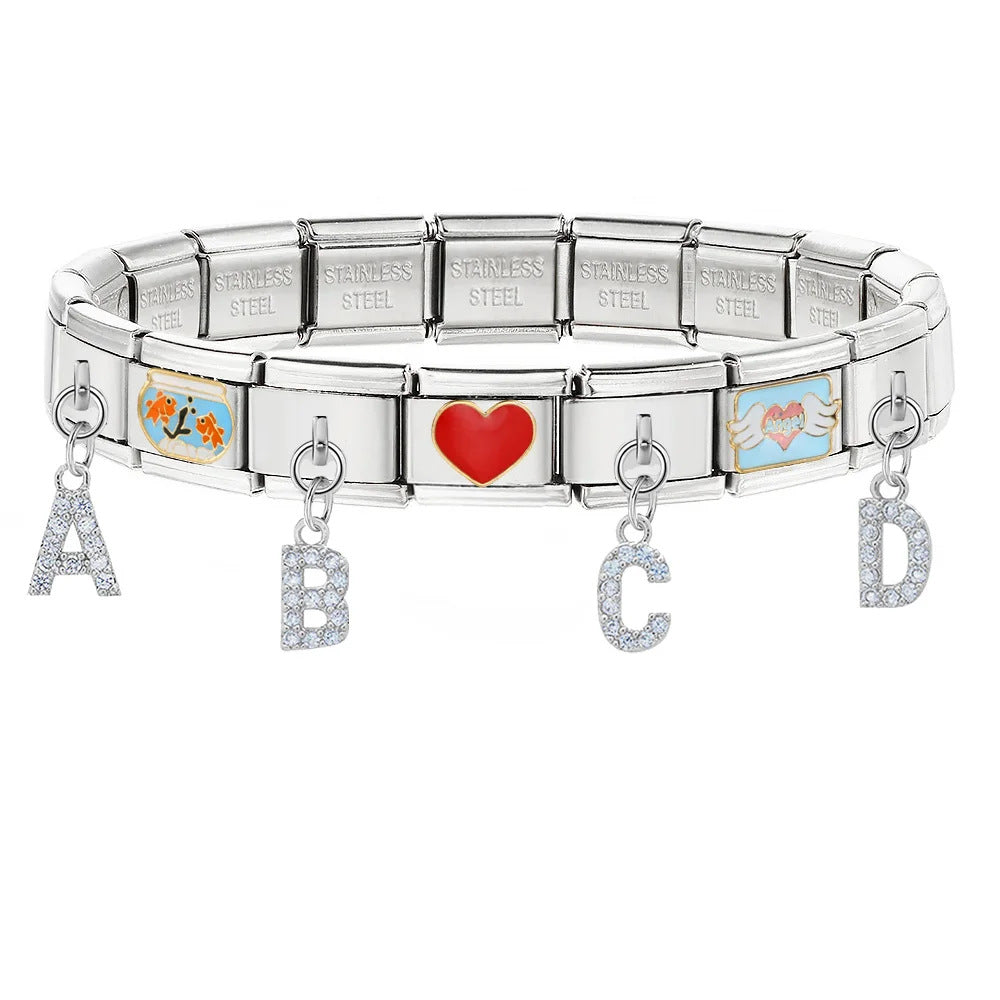 Initial Letter Charms with Crystals
