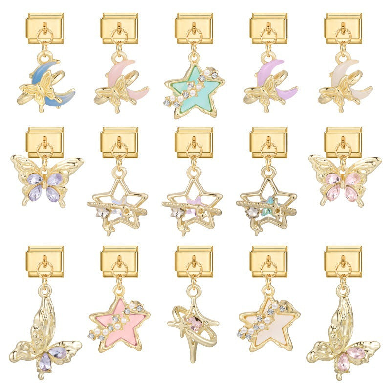 Gold Butterfly and Star Dangle Charms