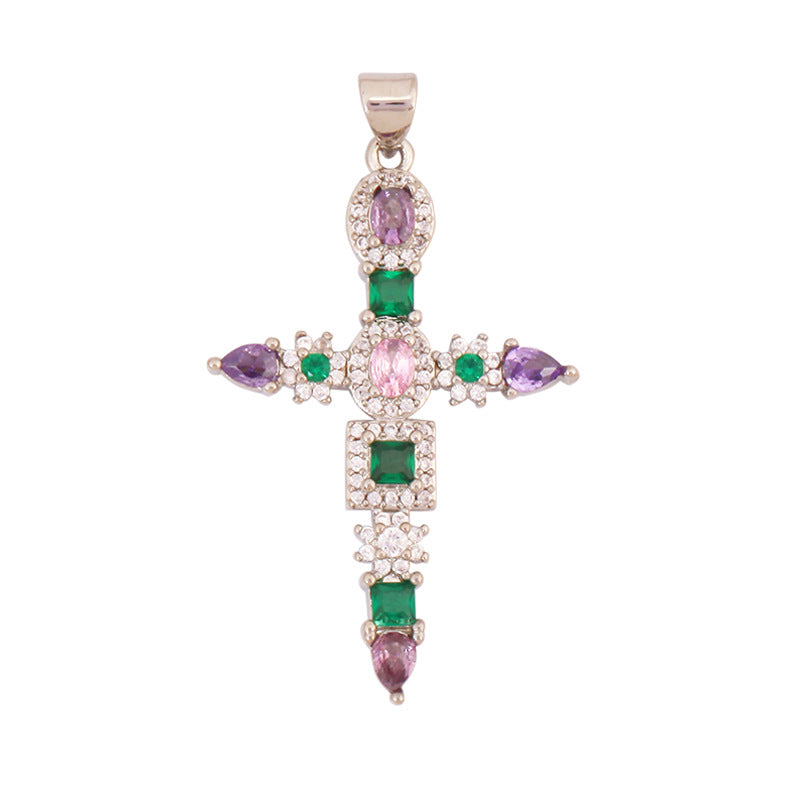 Slim Gem Cross Silver