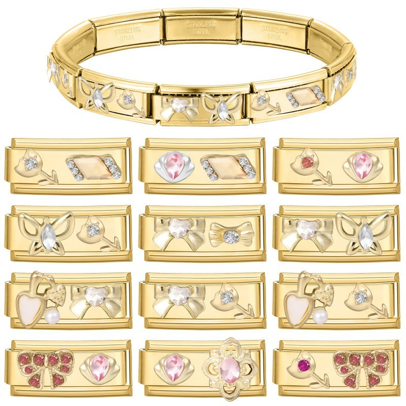 Gold Crystal Double Charms
