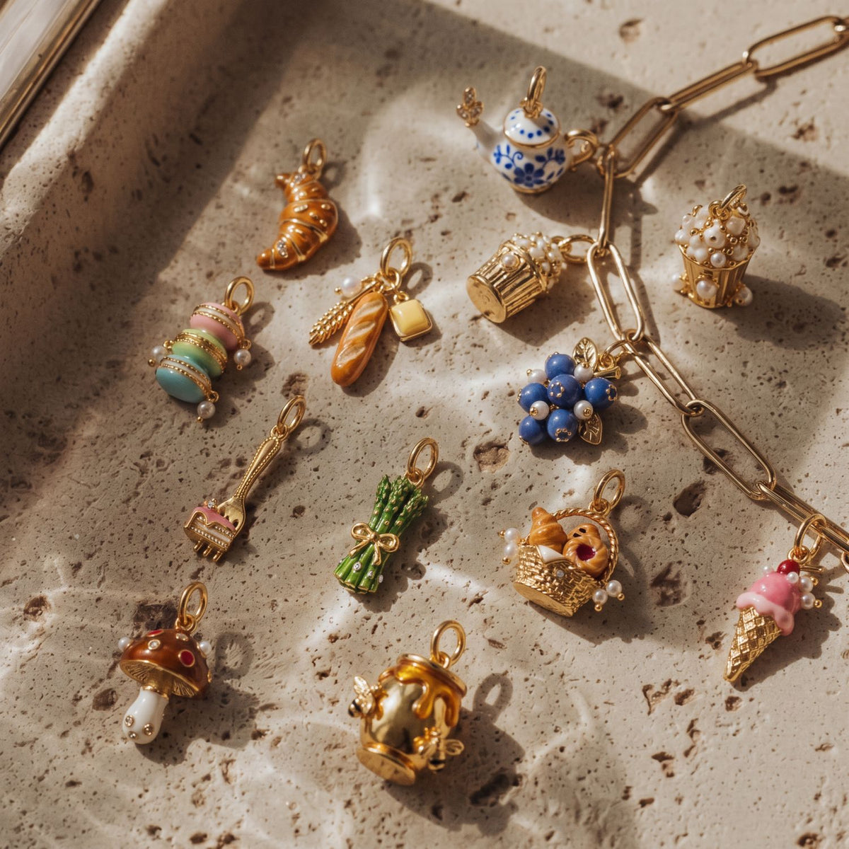 Bakery and Dessert Necklace Charms with Chains