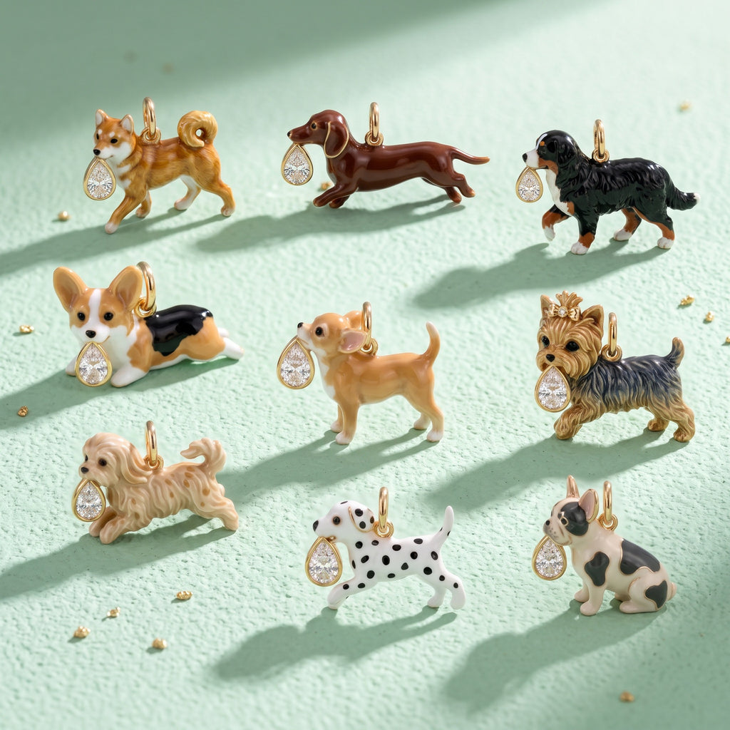 Puppy Necklace Charms and Chains