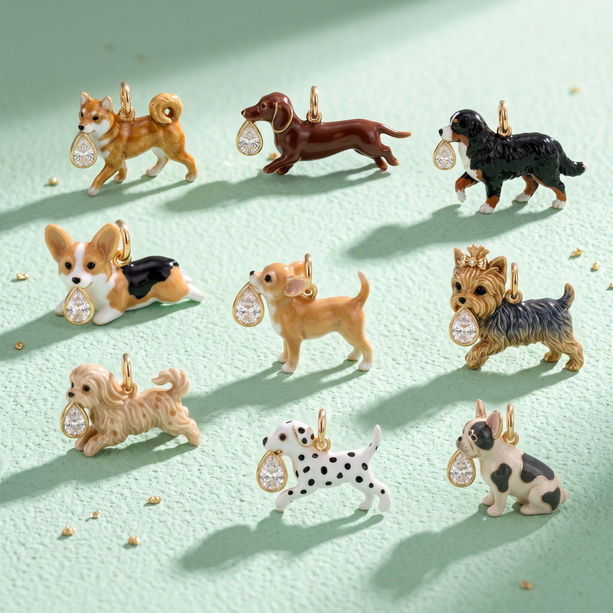 Puppy Necklace Charms and Chains