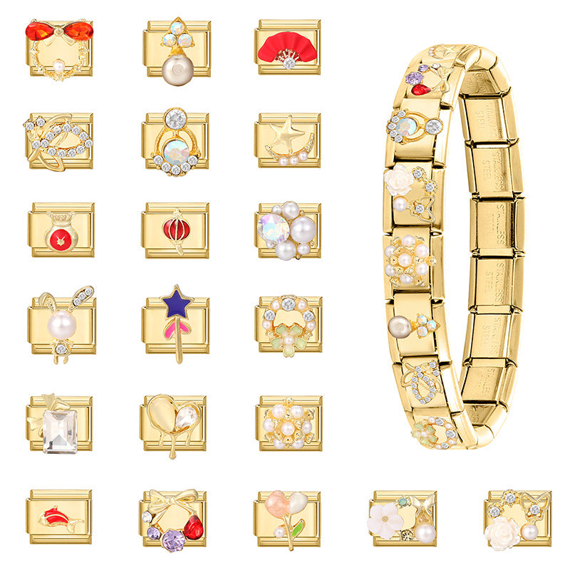 Gold Charms with Pearls and Crystals