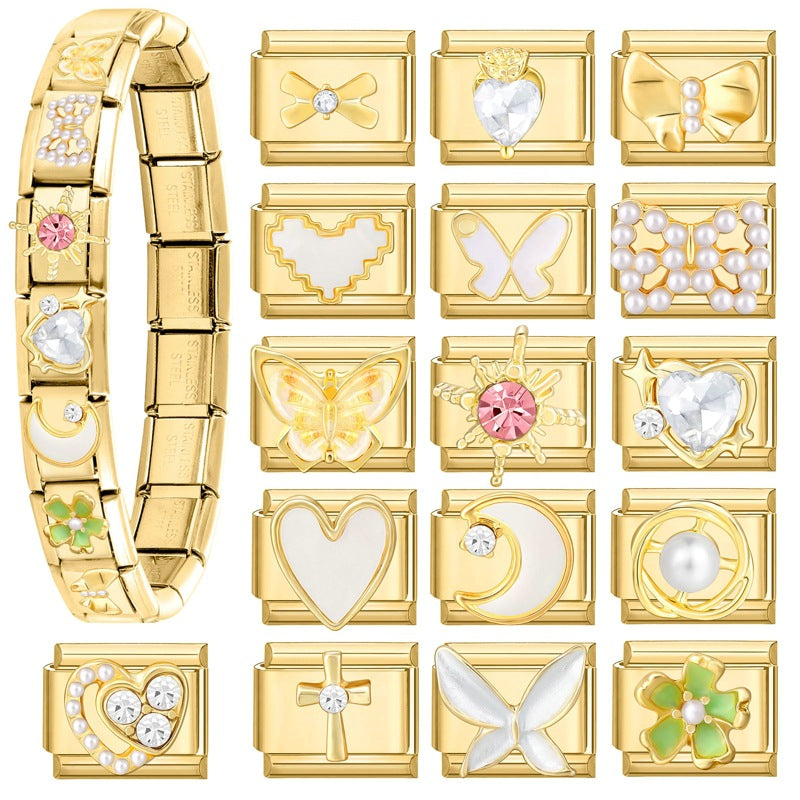 Gold Charms, Bows, Hearts and Butterflies