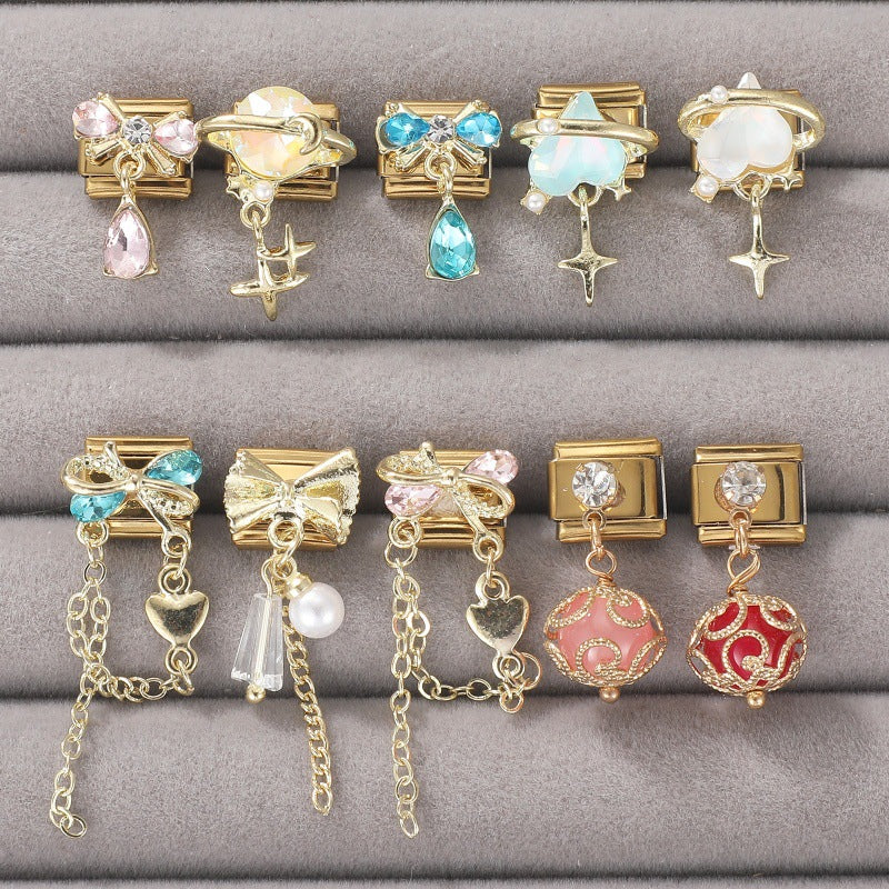 Gold Bow and Chain Dangle Charms