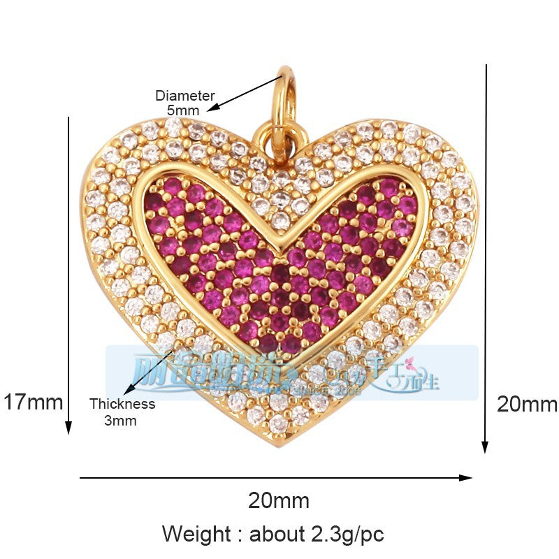 Pink Pave Double Heart