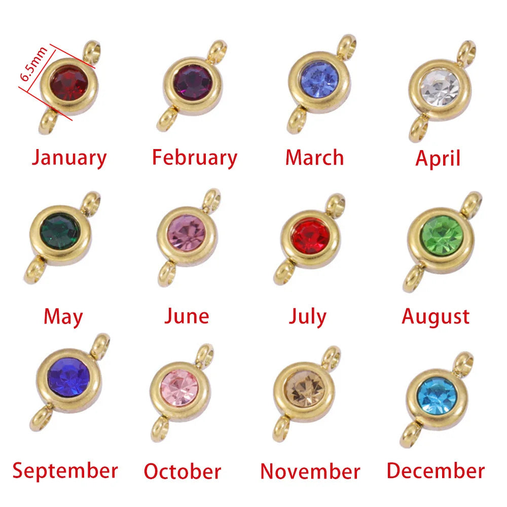 Birthstone Chain Charms, Double Link