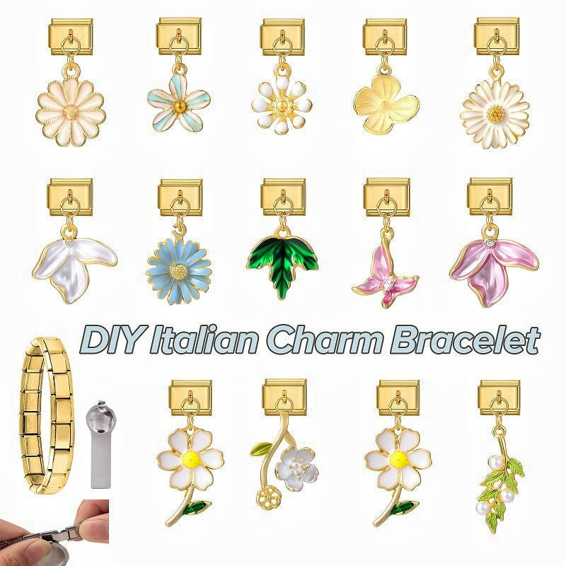 Gold Flower and Leaf Dangle Charms