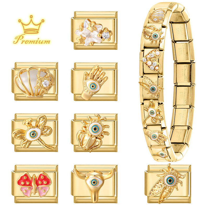 Gold Charms, Pearls, Crystals and Evil Eye