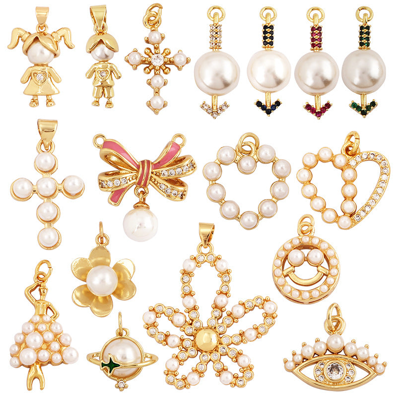 Pearl Pendants, Crosses, Hearts and Bows