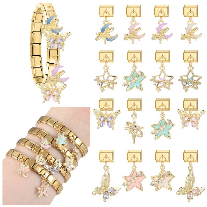 Gold Butterfly and Star Dangle Charms