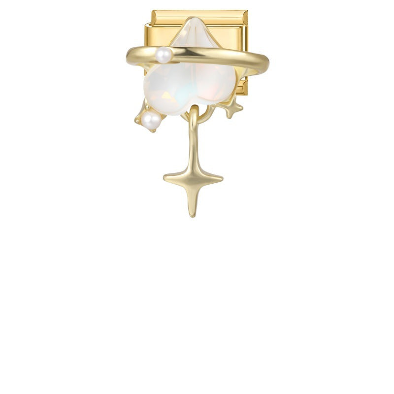 White Opal Ring with Star