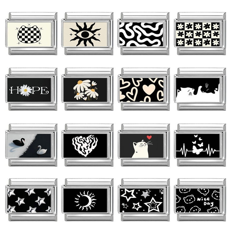 Black and White Charms, Cats and Stars