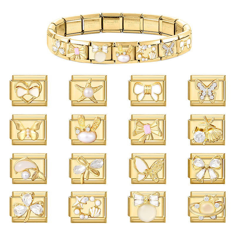 Gold Pearl and Crystal Charms