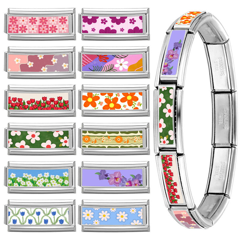 Long Floral Charms, Double Width