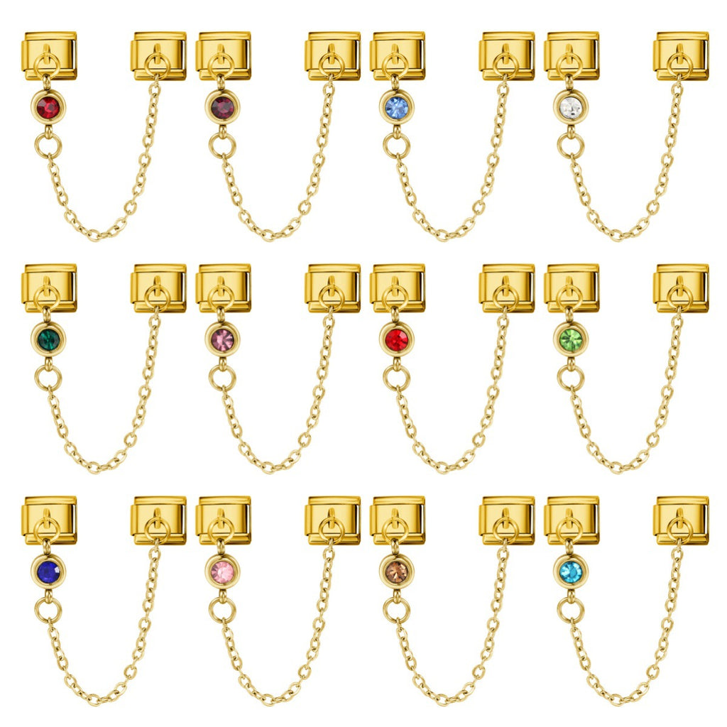 Birthstone Chain Charms, Double Link